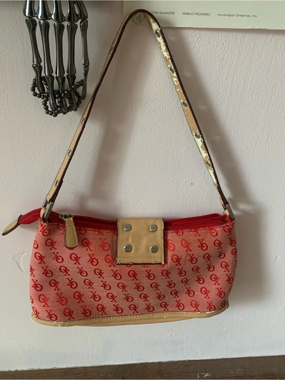 XOXO Red Logo Mini Shoulder Bag with Tan Trim - Picture 3 of 5